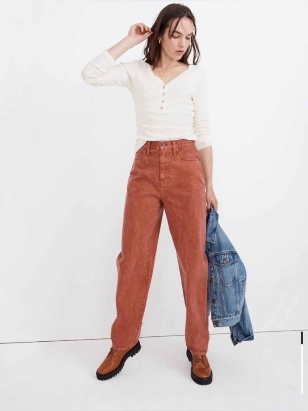 Madewell Baggy Straight Jean Size 24 Rust High waisted 90s